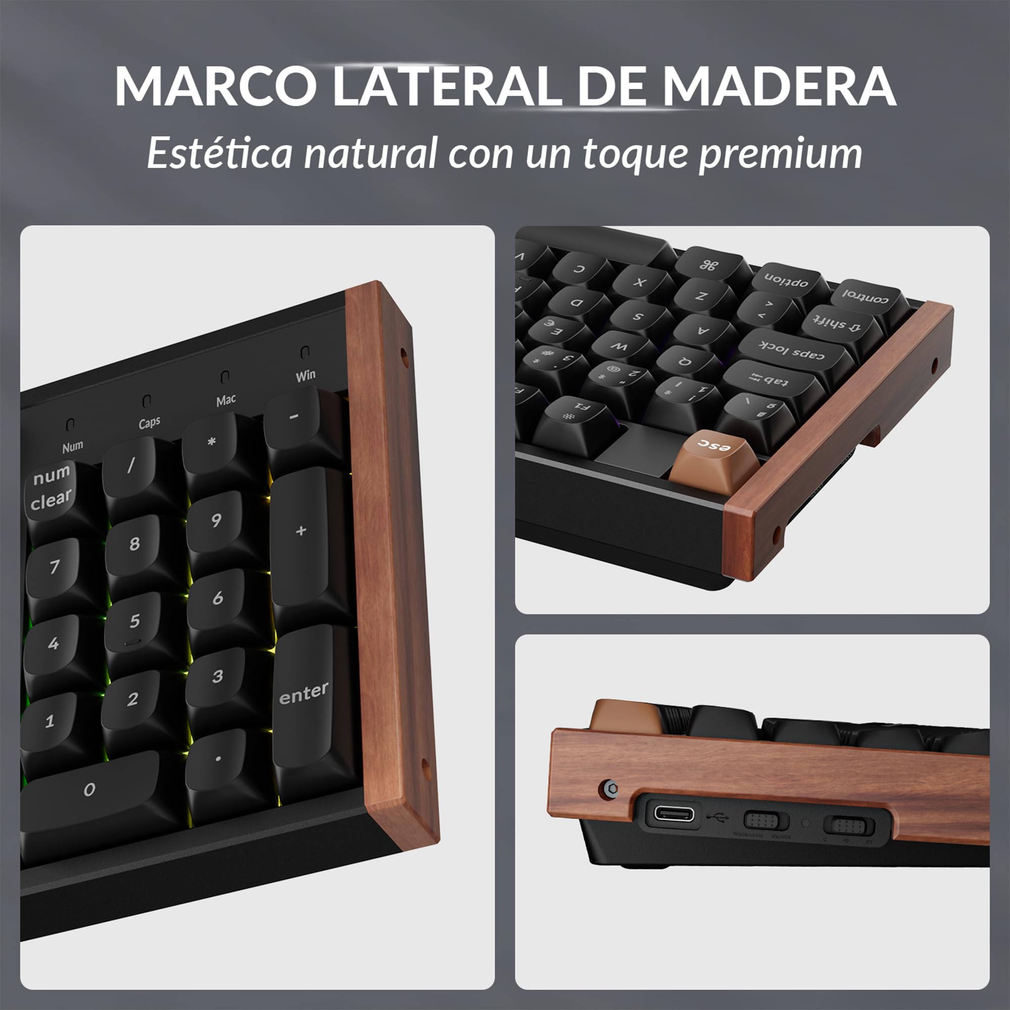 Keychron K10 HE Teclado Gaming Inalámbrico, ISO-ES 100%, Interruptores Magnéticos de Efecto Hall, 2,4 GHz/Bluetooth 5.2, Teclado Programable Compatible con Mac y Windows, Edición Especial – Negro