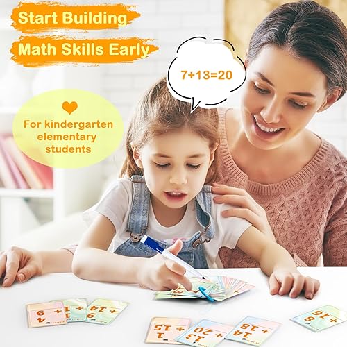 Miniatura 2 de Alened Tarjetas flash adicionales, tarjetas de datos matemáticos 1-20, juegos manipulativos para jardín de infantes, 1, 2, 3, 4, 5, 6 grado para