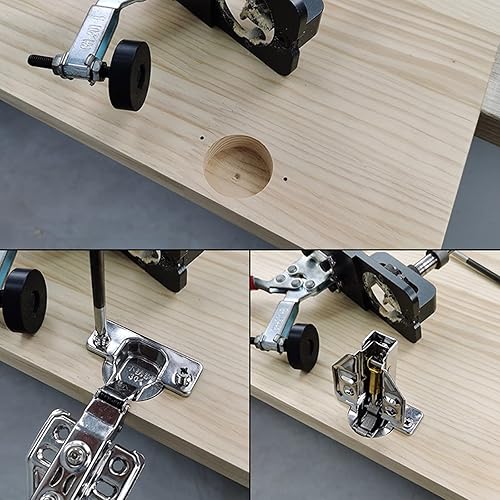 Miniatura 9 de Plantilla de perforación de bisagra de 1.378 in, estilo de aleación de aluminio, guía de perforación oculta, kit localizador de perforación, kit de