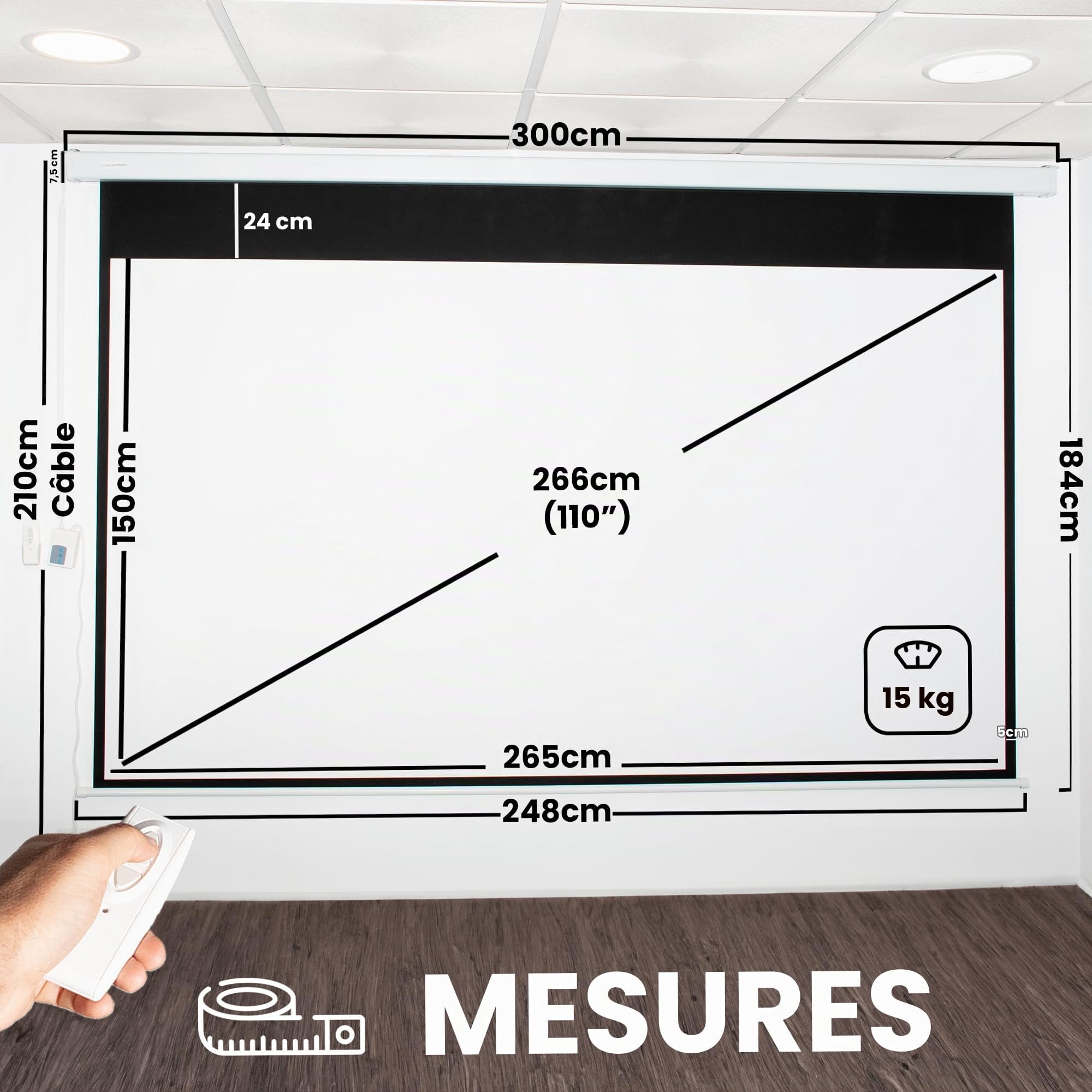 Écran de projection électrique 120" 16:9