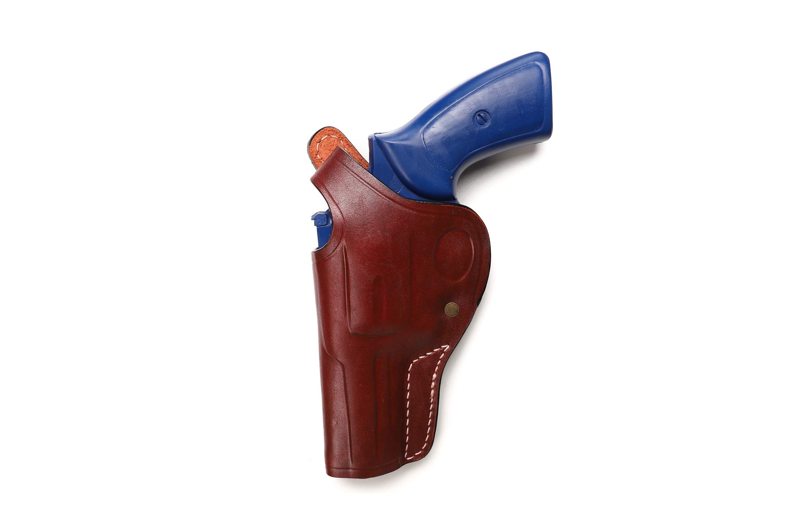 Pusat Holster Premium Leather Cross Draw Belt Holster 4.20 inch 357 MAG 6-7 Shot for Revolver Ruger GP100 (Brown Left)