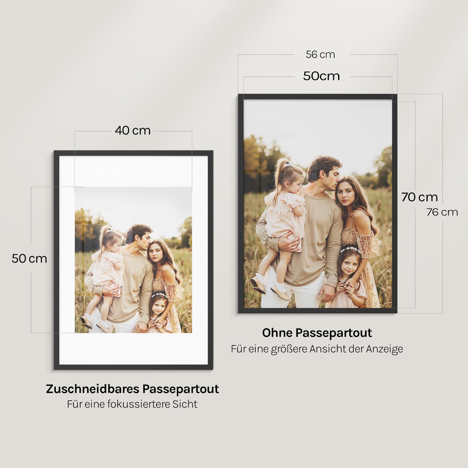 WOLTU Bilderrahmen 50x70, 5er set, MDF-Holz Fotorahmen mit Passepartout | Schwarz, Posterrahmen für Poster, Fotos, Puzzle, aufhängbar & aufstellbar, Collage-Wanddeko mit bruchsicherer PS-Platte