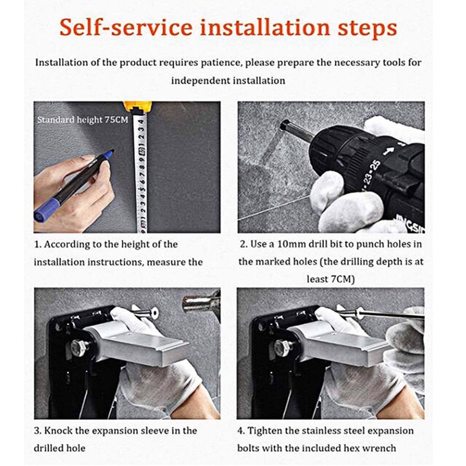 WC pared Mango de Apoyo,Barra de Seguridad para las Personas Mayores | Barra Baño Minusválido Plegable 90° Acero Inoxidable 304, Asidero Ducha Antideslizante Soporta Hasta 300 kg