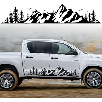 Berg Car Sticker Universal Car Bonnet Forest Decoration Sticker Vinyl Waterproof Decoration Sticker for SUV Off-Road Vehicle Motorhome Body Side Door Boot Black Right 100 x 20 cm