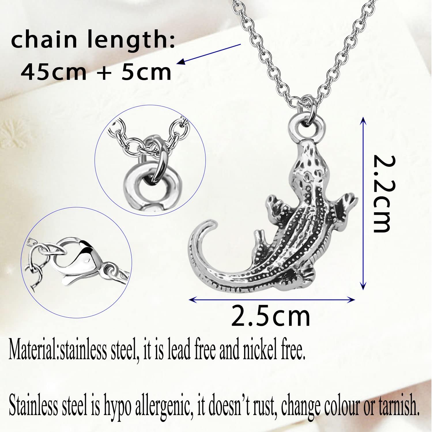 bobauna Crocodile Pendant Necklace Alligator Jewelry Reptile Themed Gift For Gator Lover