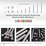 Glarks 1021Pcs M2 Vis à tête de bouton 304 Acier inoxydable Hex Socket Cap vis Bolts and Nuts Winders Assortiment Kit avec clé hexagonale pour la réparation de voitures de meubles