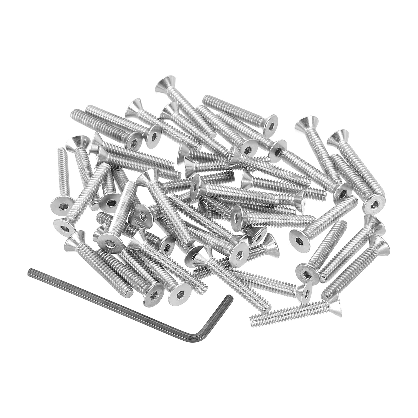 PATIKIL #6-32 x 7/8" Flat Head Socket Cap Screws, 50Pcs Countersunk Bolts Head Machine Screws 304 Stainless Steel (18-8) UNC Socket Drive Bolt Fasteners for Industry Machinery Household