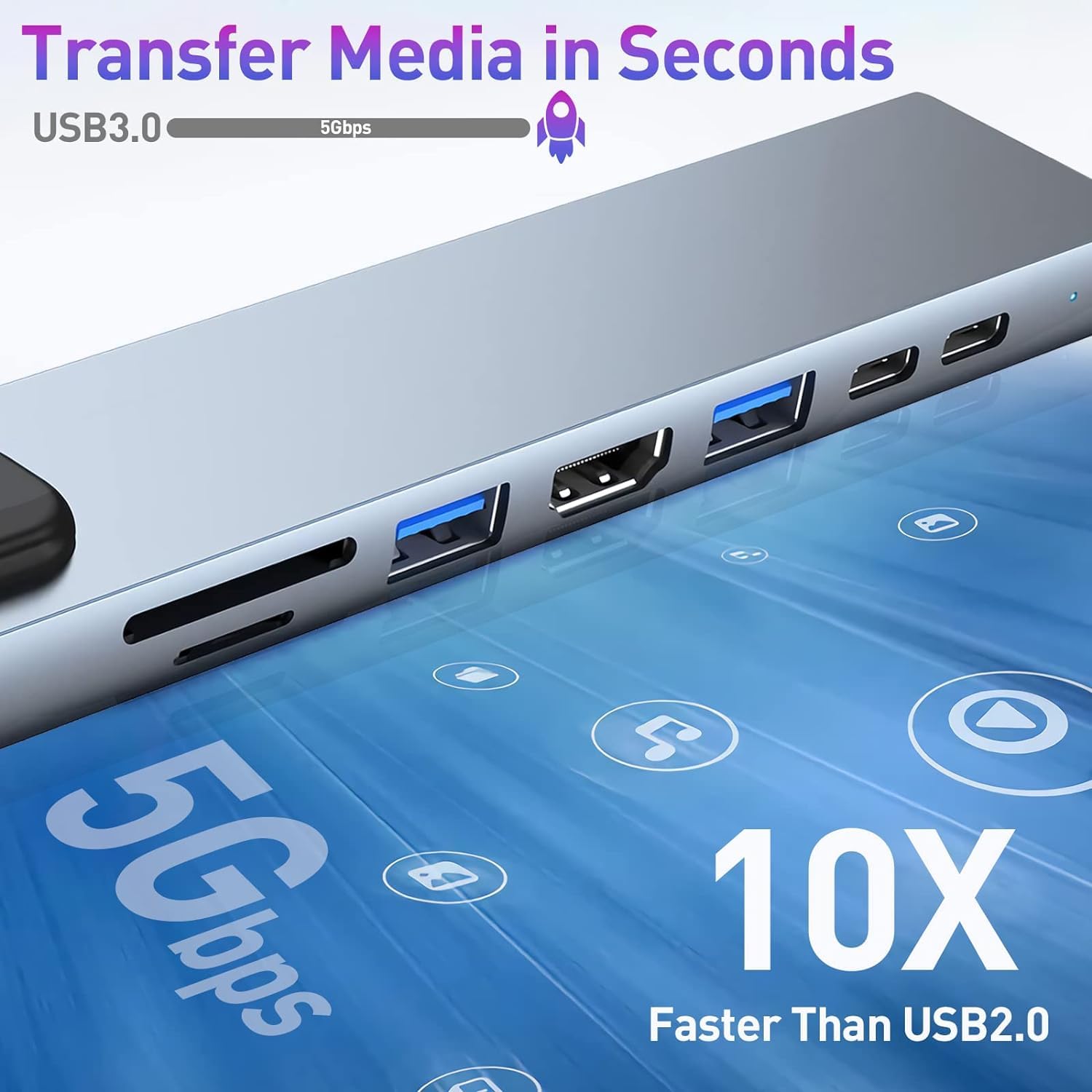 Moman Stacja dokująca, koncentrator USB C 8 w 1 z 100 W PD, 4K 30 Hz HDMI, 5 Gbps USB 3.0, USB 2.0, USB C, RJ45 Ethernet, czytnik kart SD/TF do myszy, klawiatury, dysków U, dysków flash, mobilnych