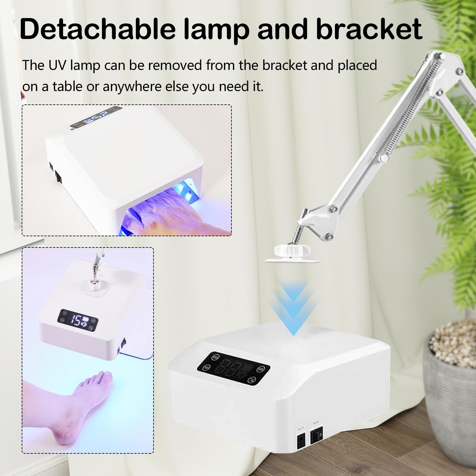 Lámpara UV LED Uñas, Lámpara UV de Pie de 78 W con Temporizador de 15/30/60/90 s Lámpara de Uñas con Sensor Infrarrojo y Pantalla LCD Lampara LED Uñas con Soporte y Portalámparas para Manos y Pies