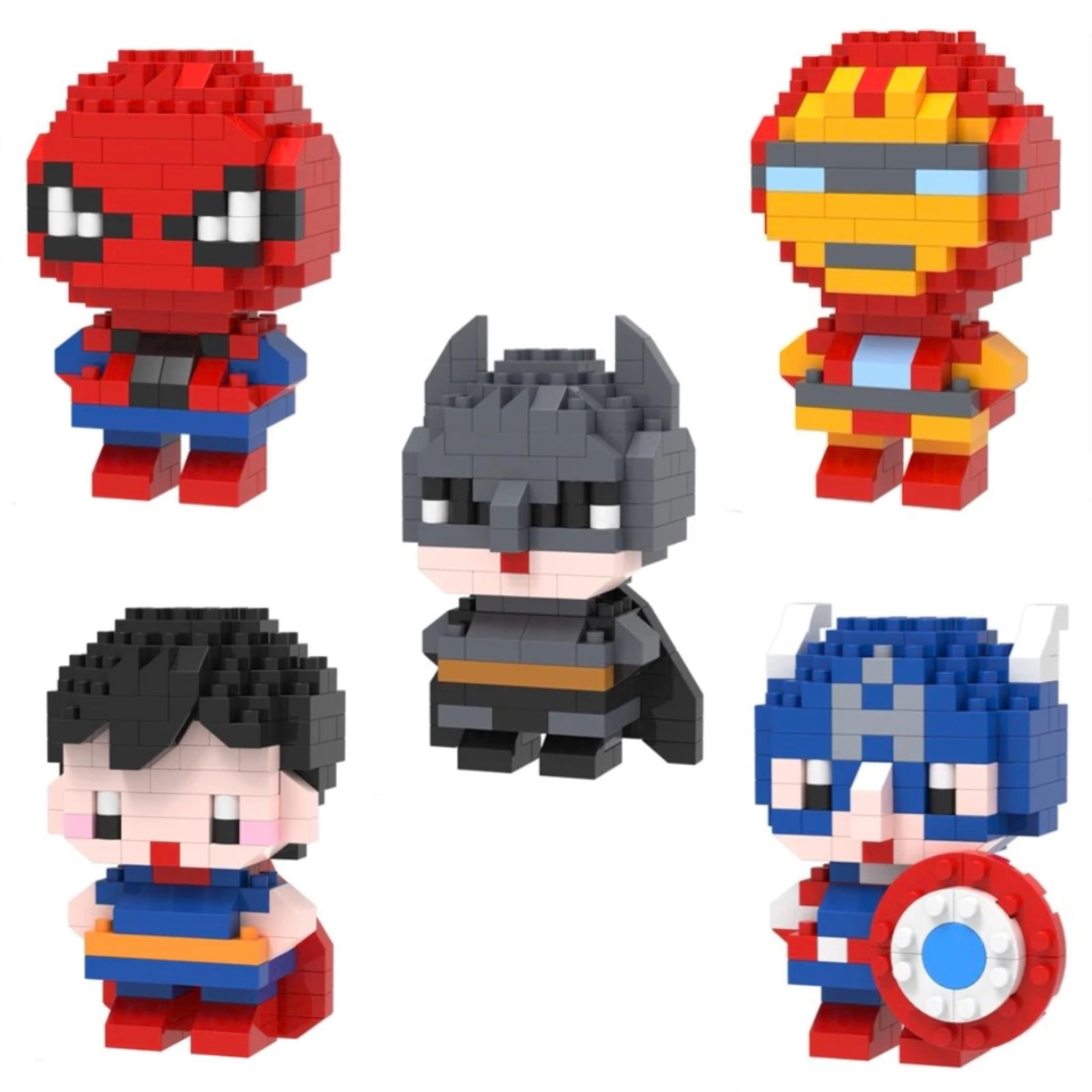 Nanoblock Superheroes Building Blocks Nanoblocks Action Figures Superhero Characters Mini Bricks Collectible Display Set Comicbook Superhero 5-Pack Kits Adult