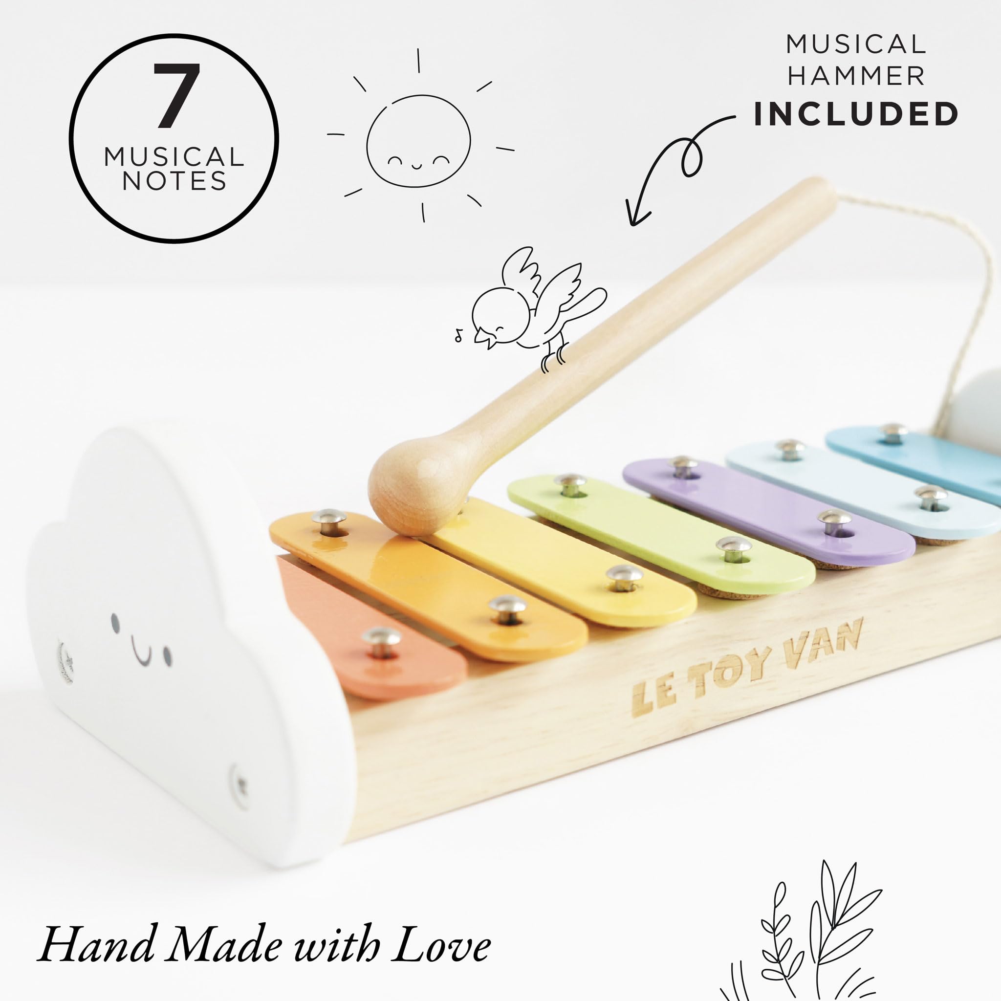 Le Toy Van – Wooden Musical Xylophone | Girl & Boy Colourful Musical Toy with 7 Delightful Sounding Notes – Suitable for 18+ months