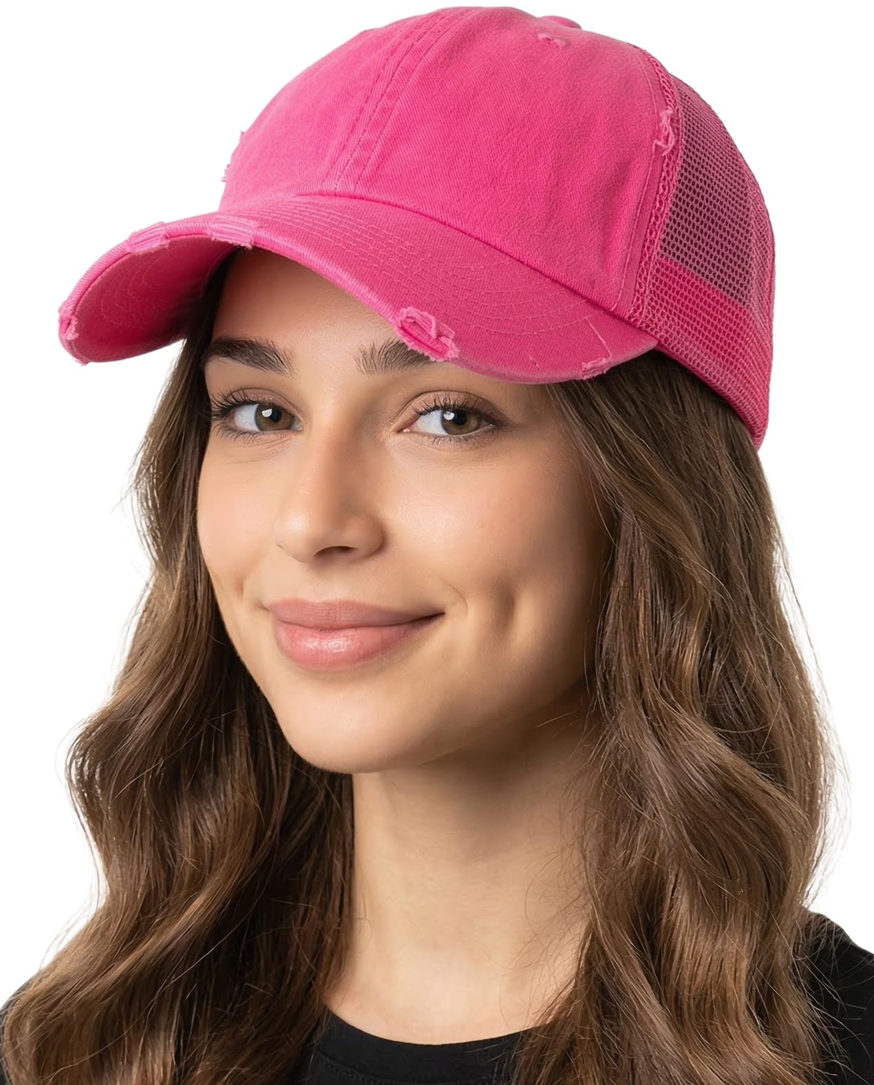 Funky Junque Distressed Mesh Low Profile Trucker Hat Snapback Cap