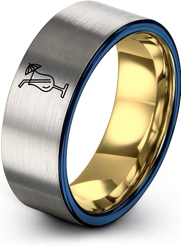 Anillo de bebida tropical Regalo para fanáticos de las bebidas tropicales pulido pulido hombres y mujeres Amarillo rosa dorado azul plata Banda