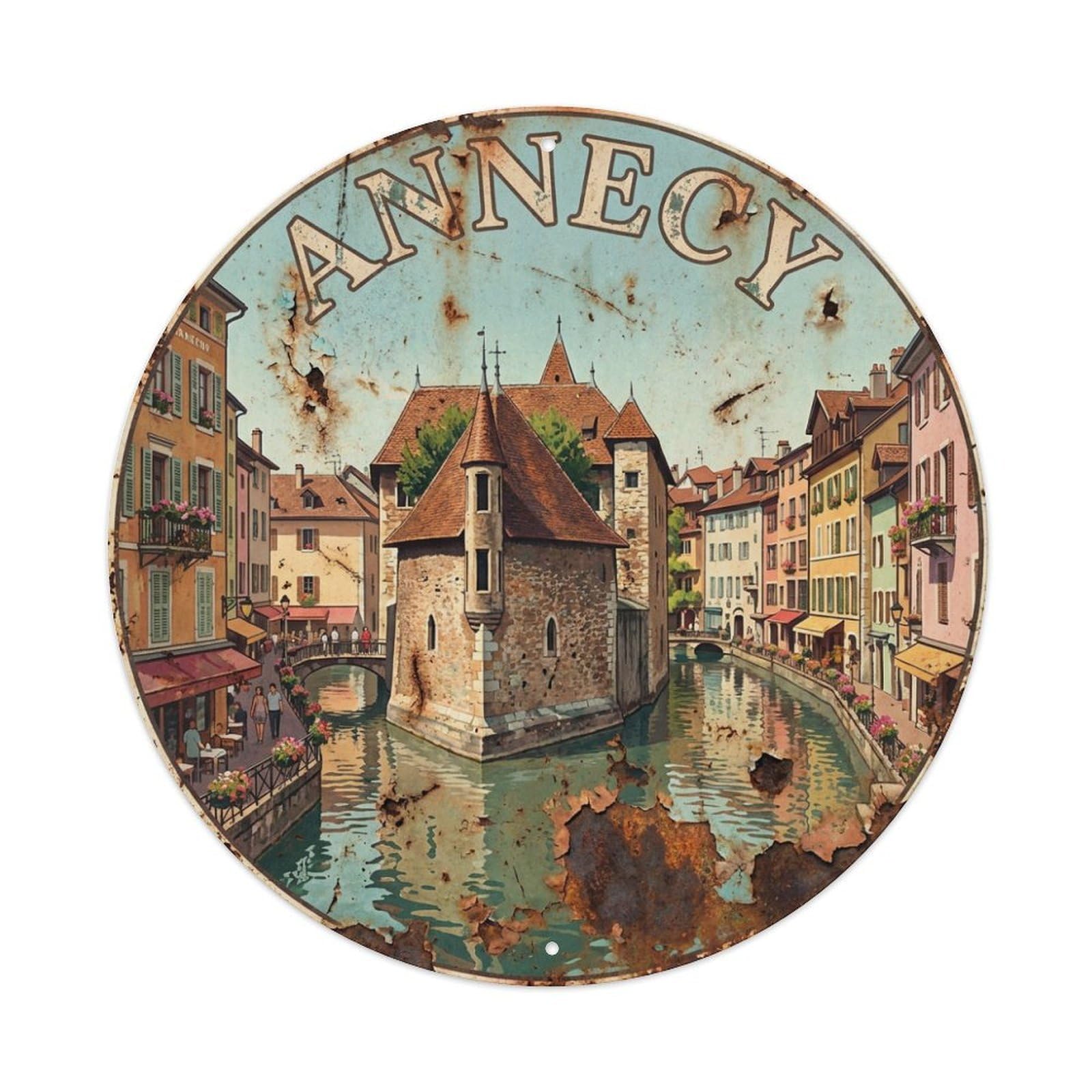 Galvaxio Style France Retro Travel Annecy Metal Tin Sign