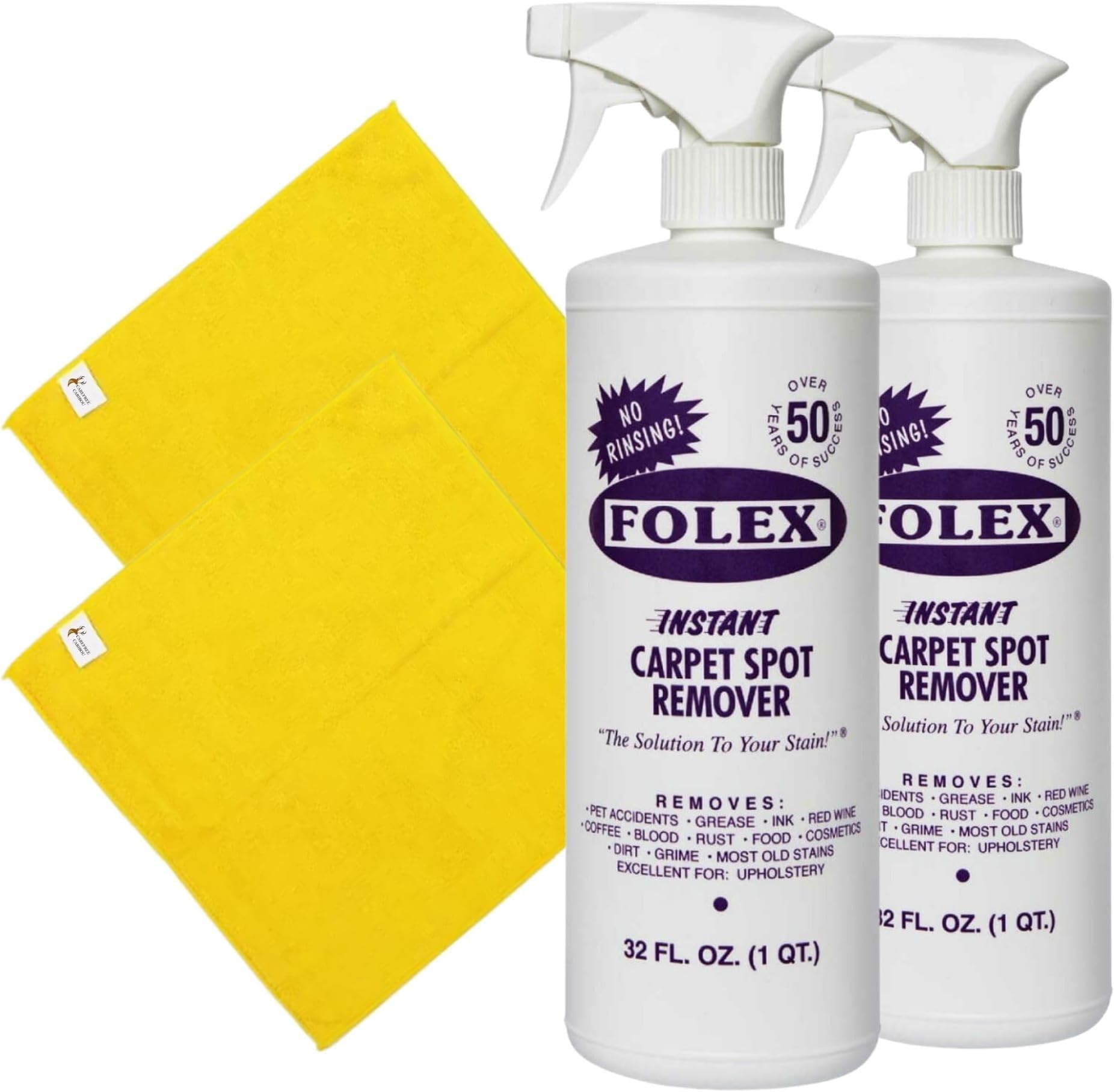 2 FOLEX Instant Carpet Spot Removers (32 oz) & Reusable
