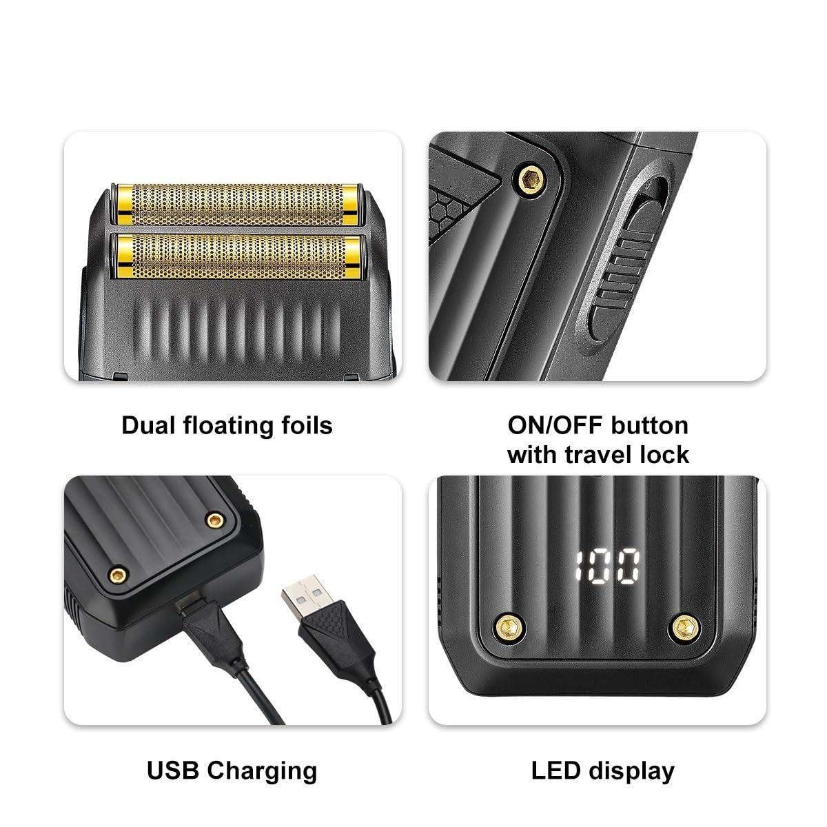 Rasoi elettrici a lamina per gli uomini Rasoio elettrico Rasoio elettrico Trimmer barba professionale Rasoio ricaricabile Display digitale Rasoio reciprocante per uomo