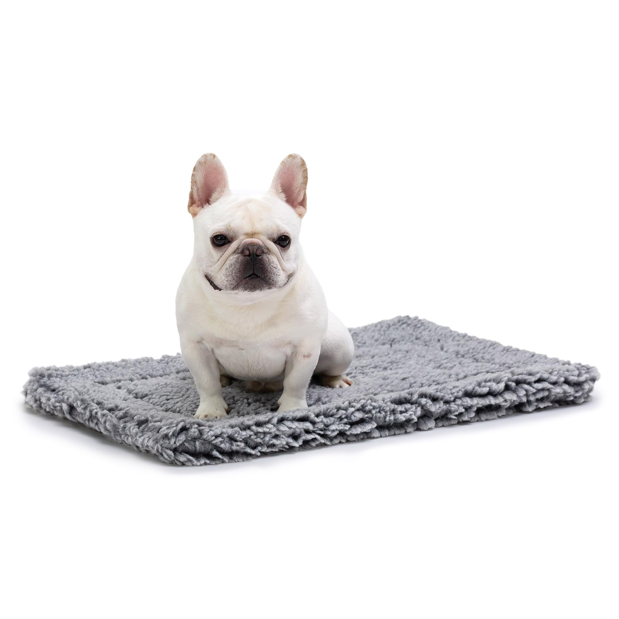PELZIN Stoutwool Chew Proof Dog Bed - Fluffy Chew Resistant Dog Crate Pad - Tough Kennel Pad for Aggressive Chewers - Washable, Ideal for Medium Breeds & Fits L 77cm Crate - 74x46x5cm, Charcoal
