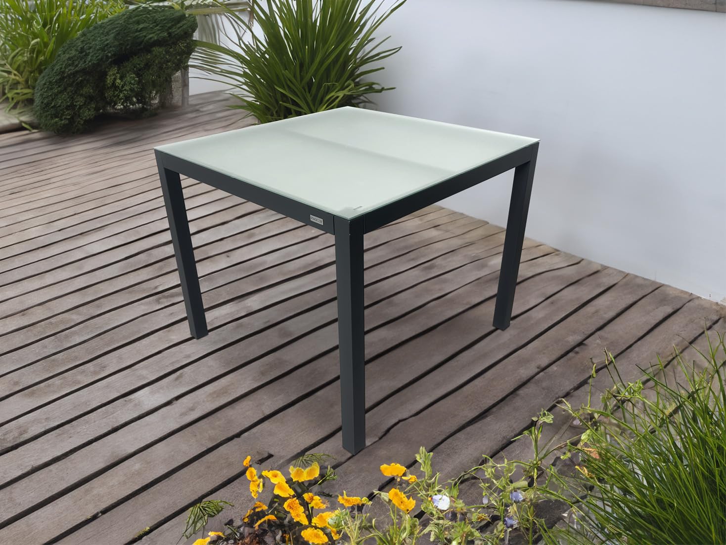 MOMMA HOME Set Mesa y sillas terraza, Conjunto Muebles Jardín Exterior 5 Piezas, Estructura de Aluminio, Mesa y Sillas Terraza Impermeables, Resistentes a Intemperie y Exterior (Gris Antracita)
