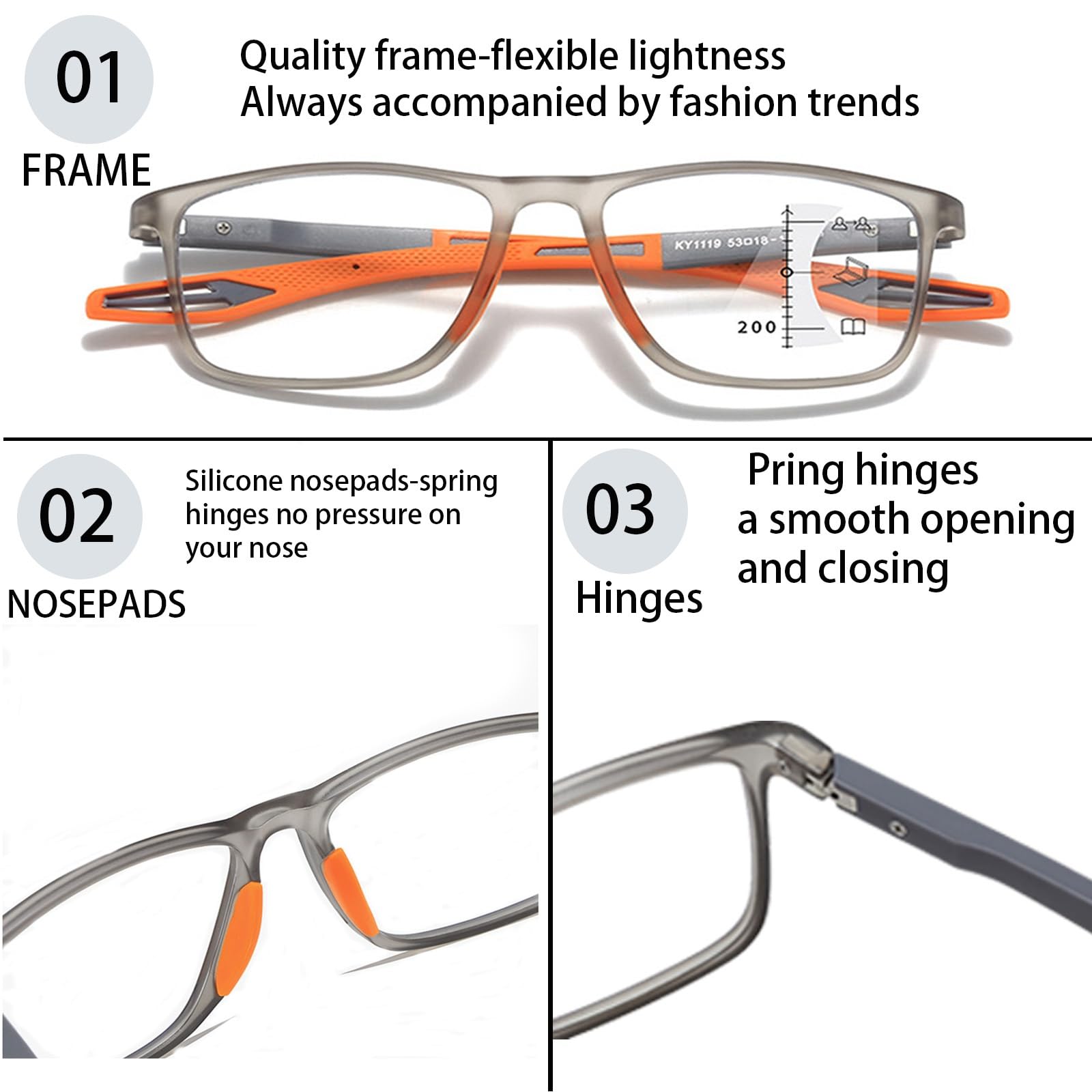 Generisch 5er-Packung Lesebrille Progressive Multifokus Damen und Herren Lesebrille Federscharniere rutschfeste Bügel Anti UV