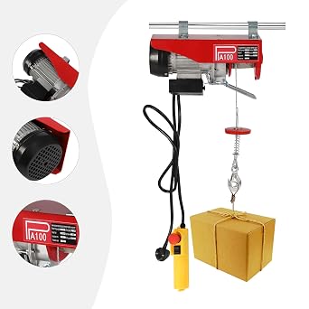 Electric Pulley Crane Scaffold Hoist Winch 480W/220V Electric Hoist, Workshop Garage Cable Lift with Remote Control Electrical Rope/Cable for Garage Warehouses Factories