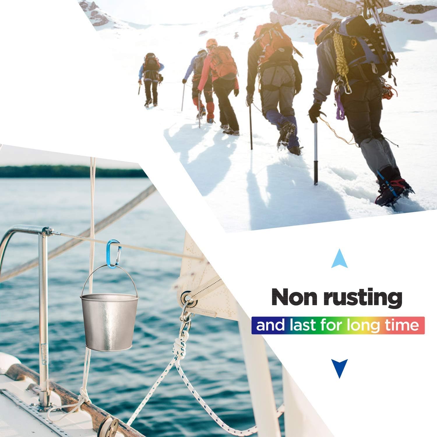 Gimars 3" 10 Pcs Improved Durable Spring-Loaded Gate Aluminum D Ring Carabiners Clips Hook for Home, Rv, Camping, Fishing, Hiking, Traveling, GM-510 : Sports & Outdoors