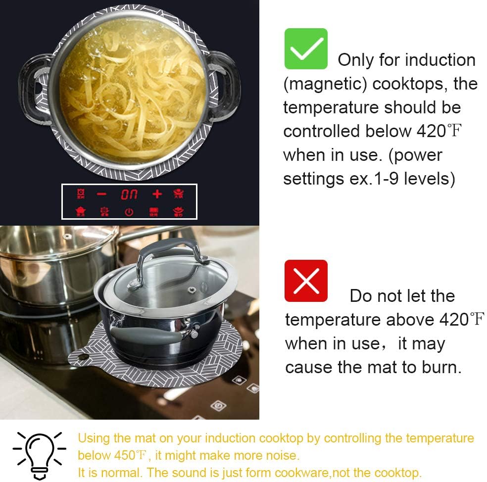 Sungrace Induction Cooktops Mat for Magnetic Stove Cook Top, Silicone Non slip Pads Cook Tops Scratch Protector for Cooktop (8.7", 2 PACK)
