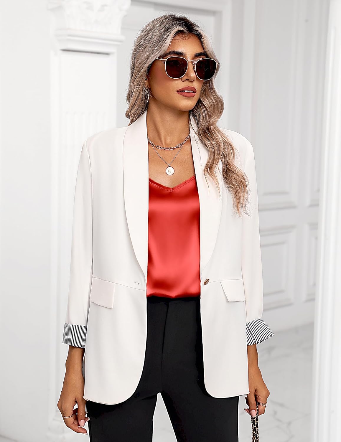 Zeagoo Women's Silk Satin Tank Tops 2026 V Neck Adjustable Spaghetti Strap Sleeveless Camisole Summer Basic Blouse - Image 3