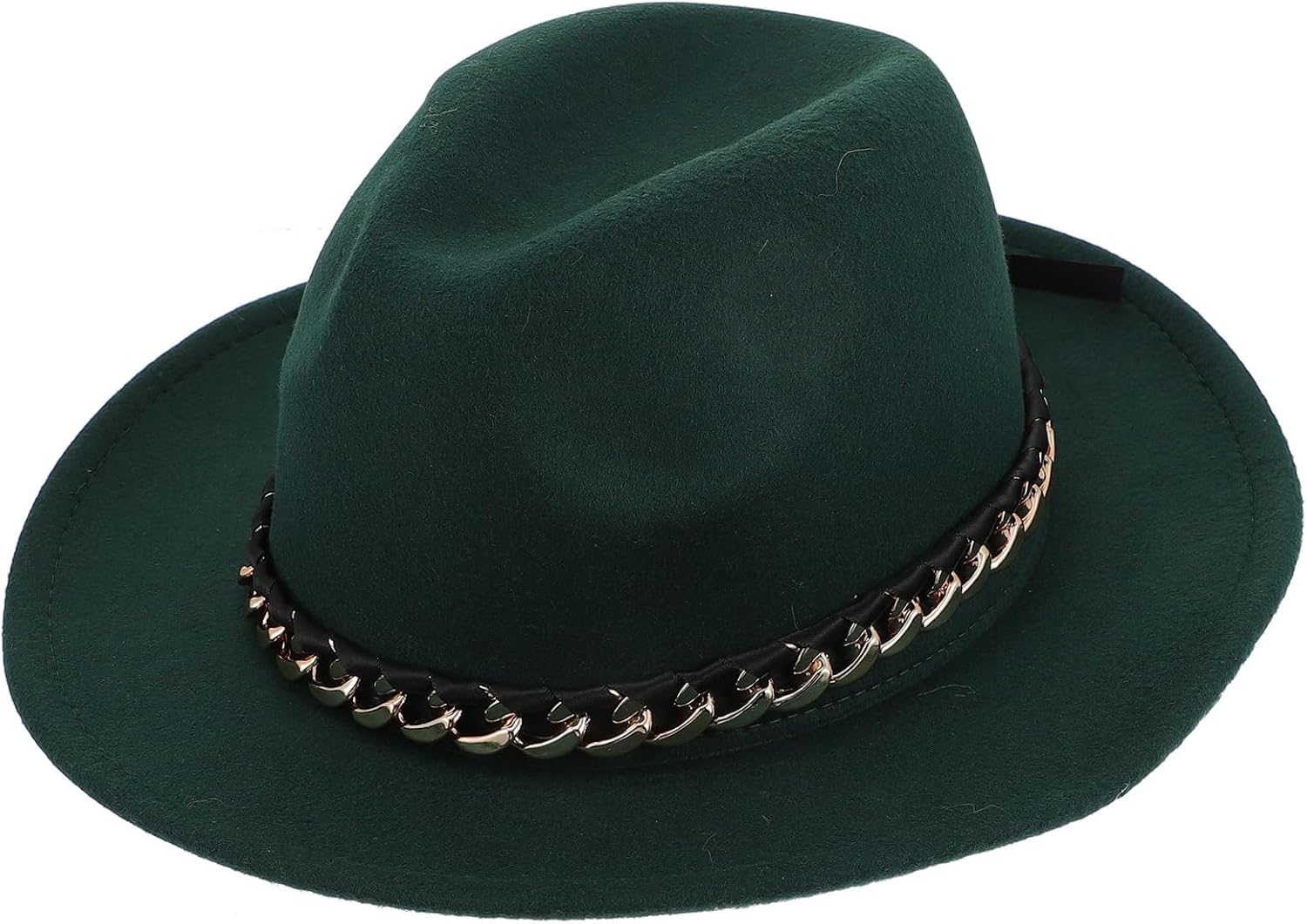 PartyKindom 1pc Elegant Chain Fedora Hat for Men and Women Simple Brim Felt Hat British Jazz Style for Formal and Casual Occasions