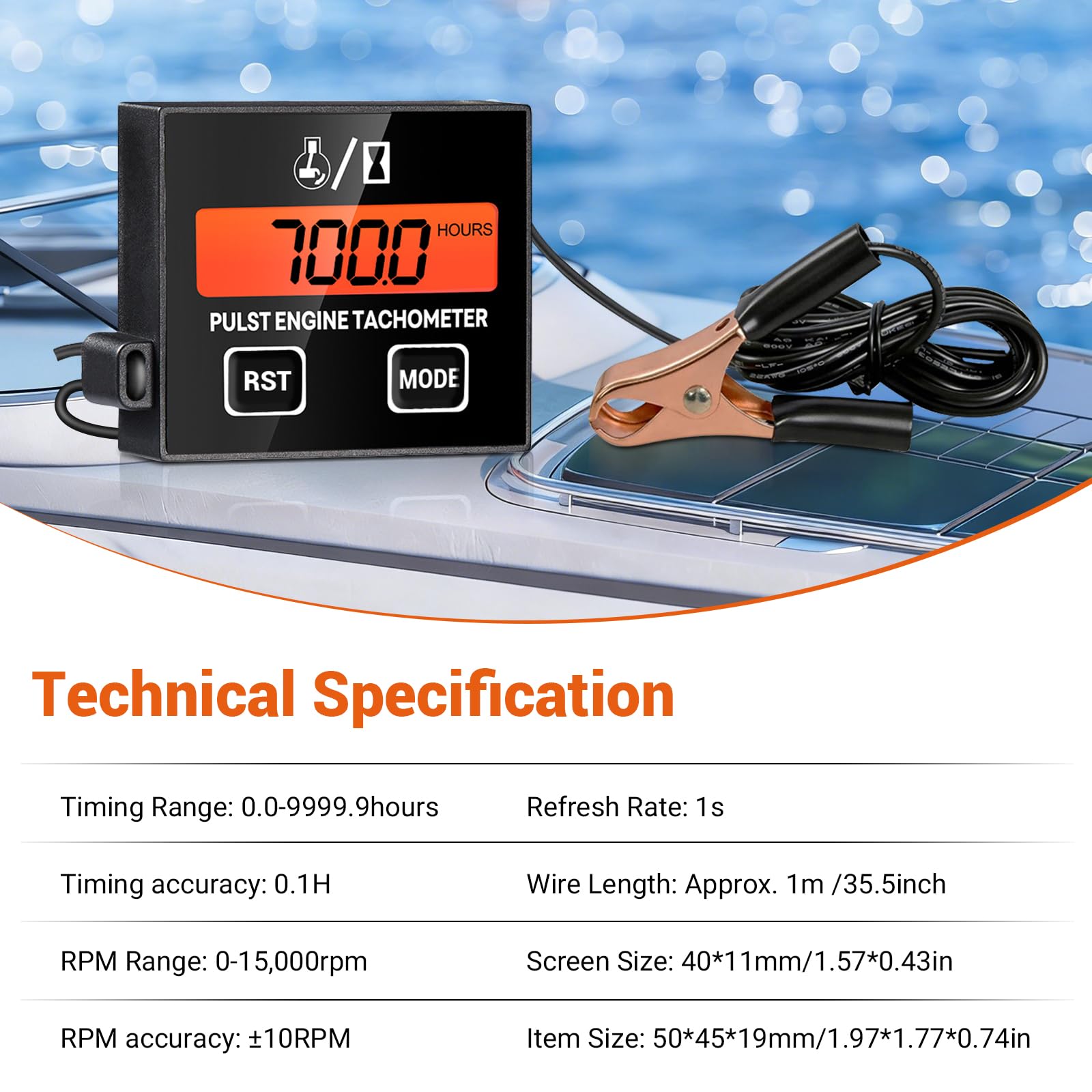 Drehzahlmesser Motorsäge, Drehzahlmesser Kettensäge für 2 takt-/4 takt-Kleinmotoren, RPM Tachometer Digitaler Drehzahlmesser mit Nachtsicht, Geeignet für Kettensägen, Rasenmäher und Motorrad
