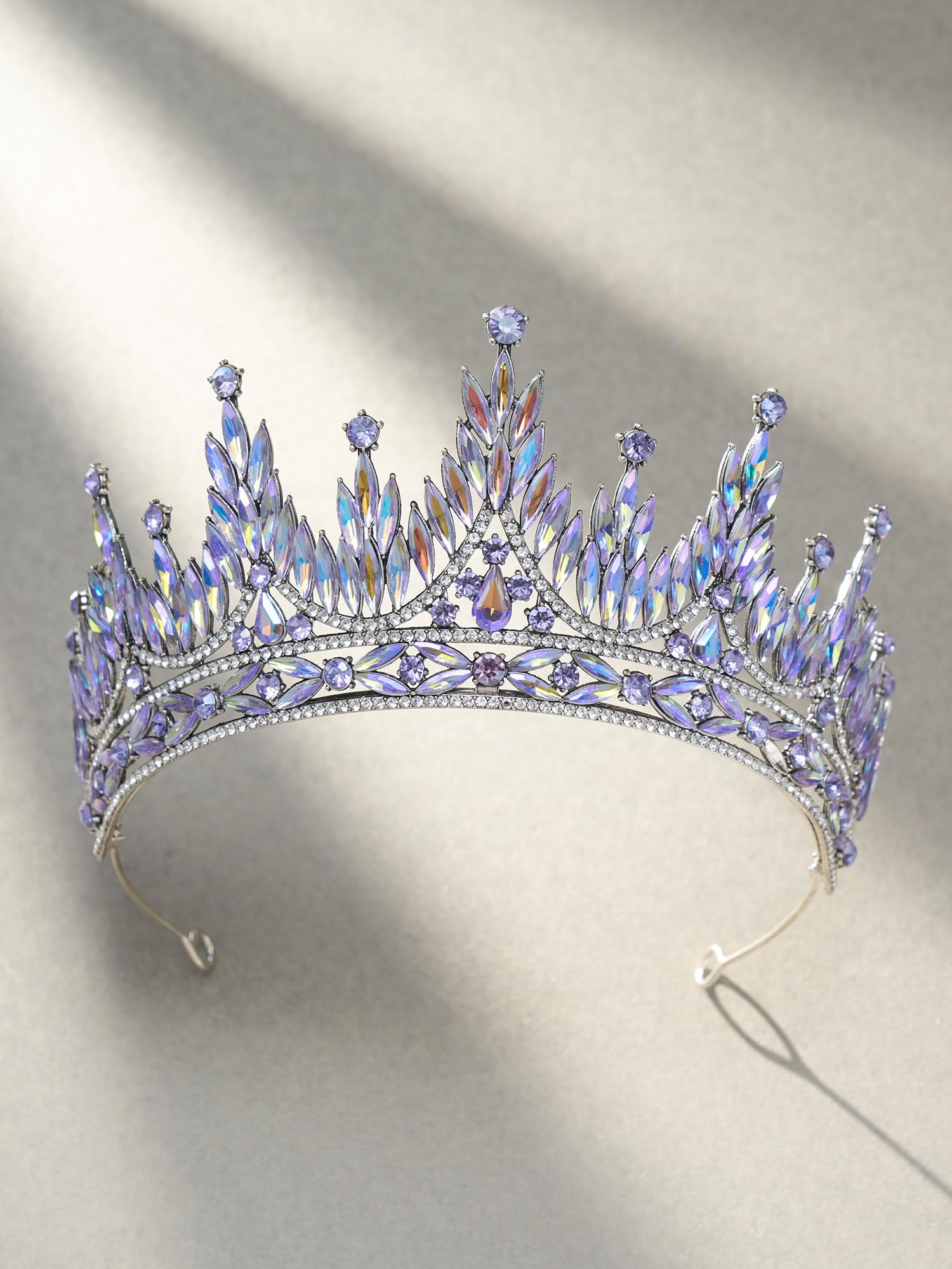 SWEETV Tiaras and Crowns for Women, Wedding Tiara for Bride, Rhinestone Queen Crown, Crystal Costume Hair Accessories for Birthday Prom Quinceanera Celebration: Purple Aurora Borealis