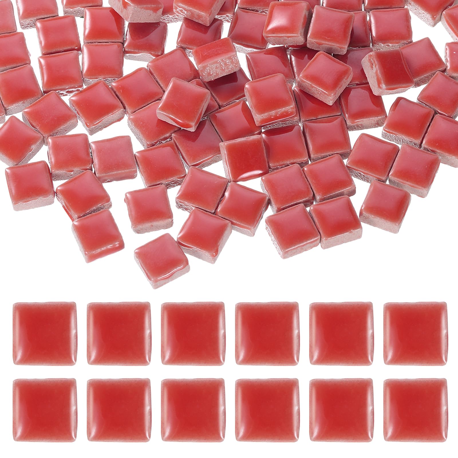 sourcing map 9mm Square Mosaic Tiles 300g Ceramic Mosaic Pieces Red