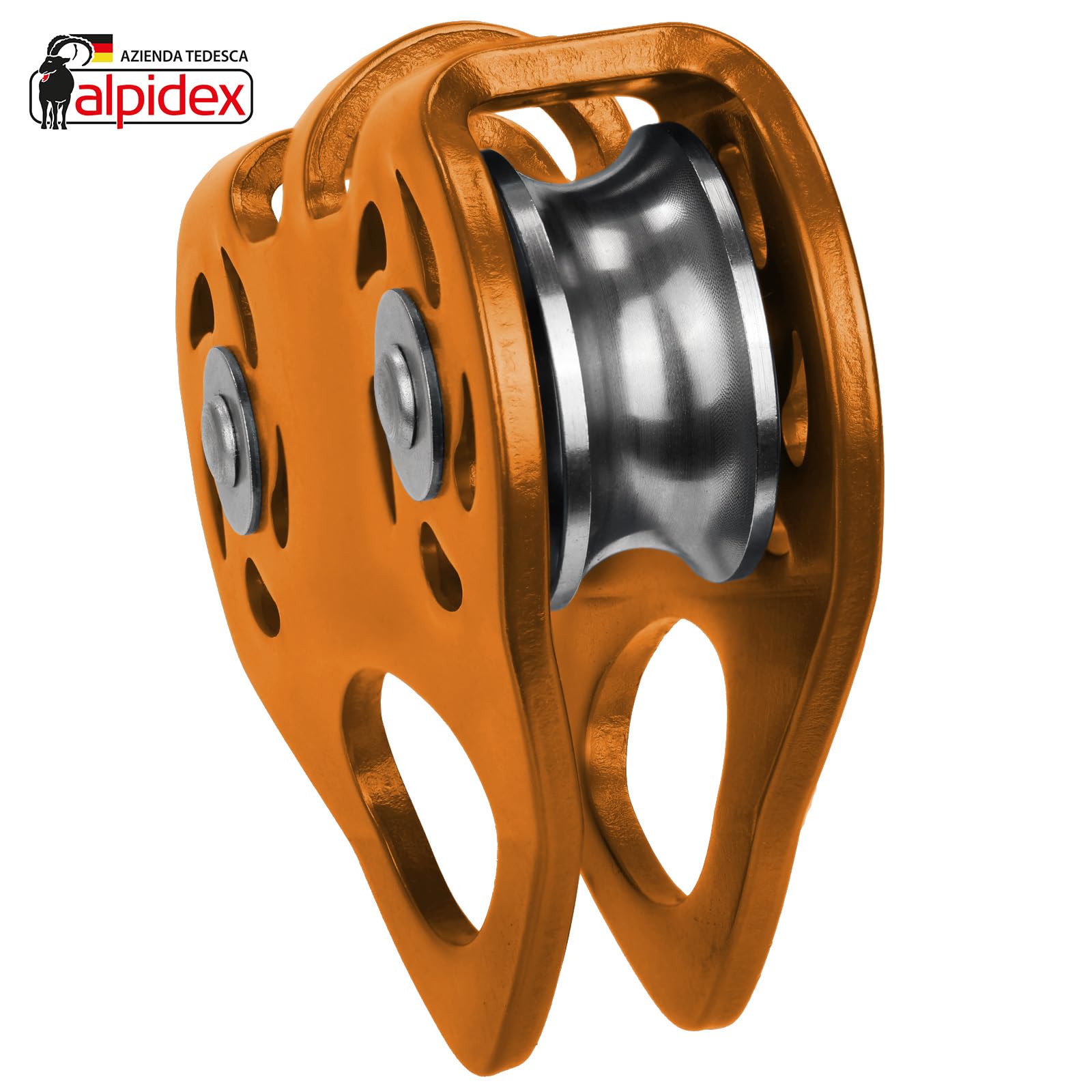 ALPIDEX Carrucola Tandem Pulley - Adatta a Corde di Tessuto con Un Fino a 13 mm e a Corde di Acciaio con Un Diametro Fino a 12 mm