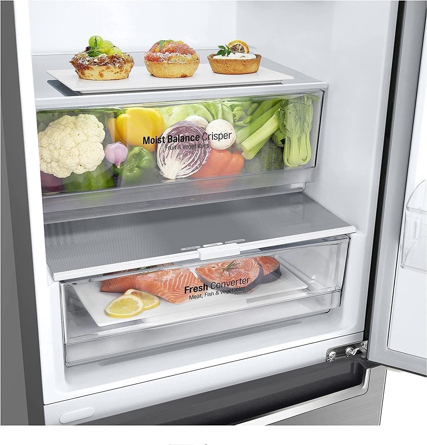 LG GBB62PZGGN Frigorifero Combinato Total No Frost con Congelatore, 384 L, 35 dB, Compressore Smart Inverter, Linear Cooling, Door Cooling, Fresh Converter - Frigo con Freezer e Display LED Interno