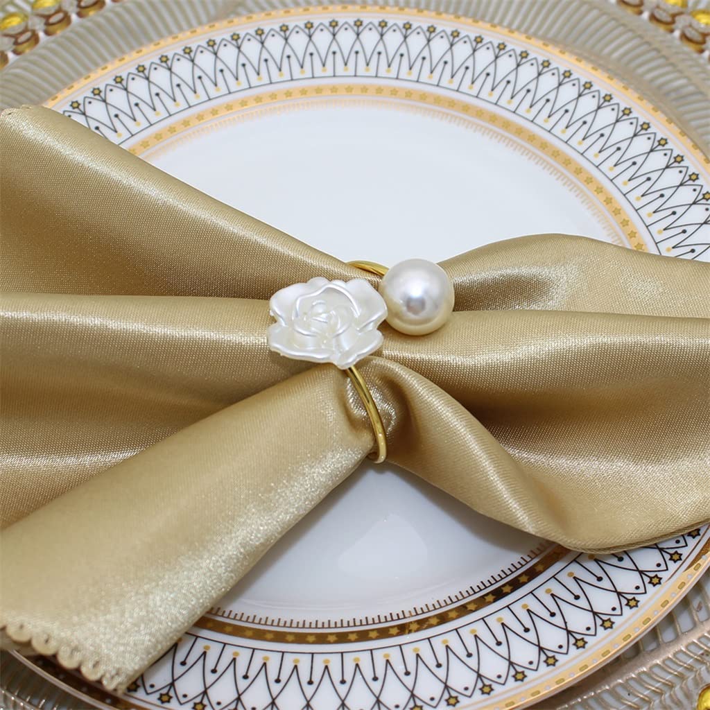 Servilletero Flor Perla Diseño Toalla Servilletero Hebilla Titulares Boda Fiesta Cena Mesa Decoración