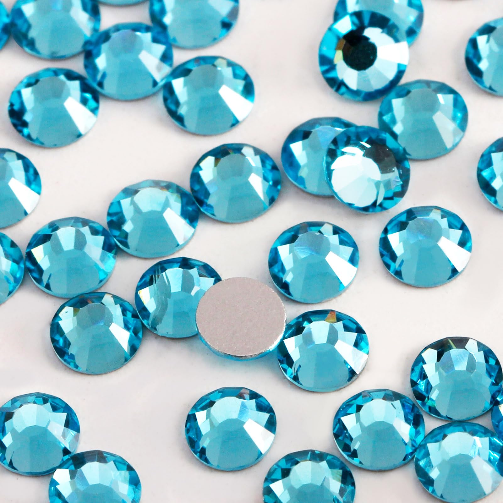 400 strass SS30 con retro piatto, 12 sfaccettature, gemme in vetro diamantato per nail art, abbigliamento, artigianato fai da te, pietre decorative da incollare con retro argento, acquamarina