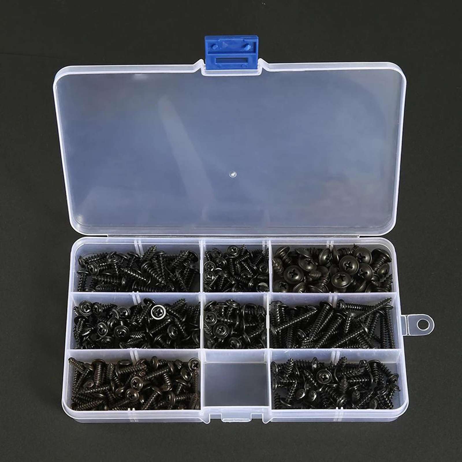 340/500pcs Tornillo de roscado de Cabeza Plana de Cabeza Cruzada Kit de Surtido de Tornillos autoperforantes para Muebles Negros Acero al Carbono