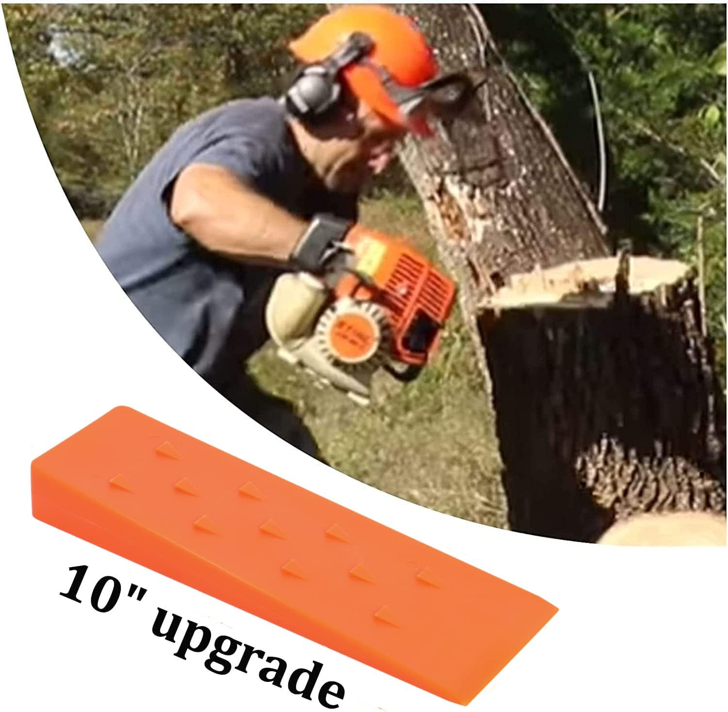 10'' Tree Felling Wedges with Spikes for Safe Cutting, Orange ABS Plastic Wood Splitting Tree Cutting Wedge, Logging Supplies Tools and Chainsaw Accessories(6 Packs)