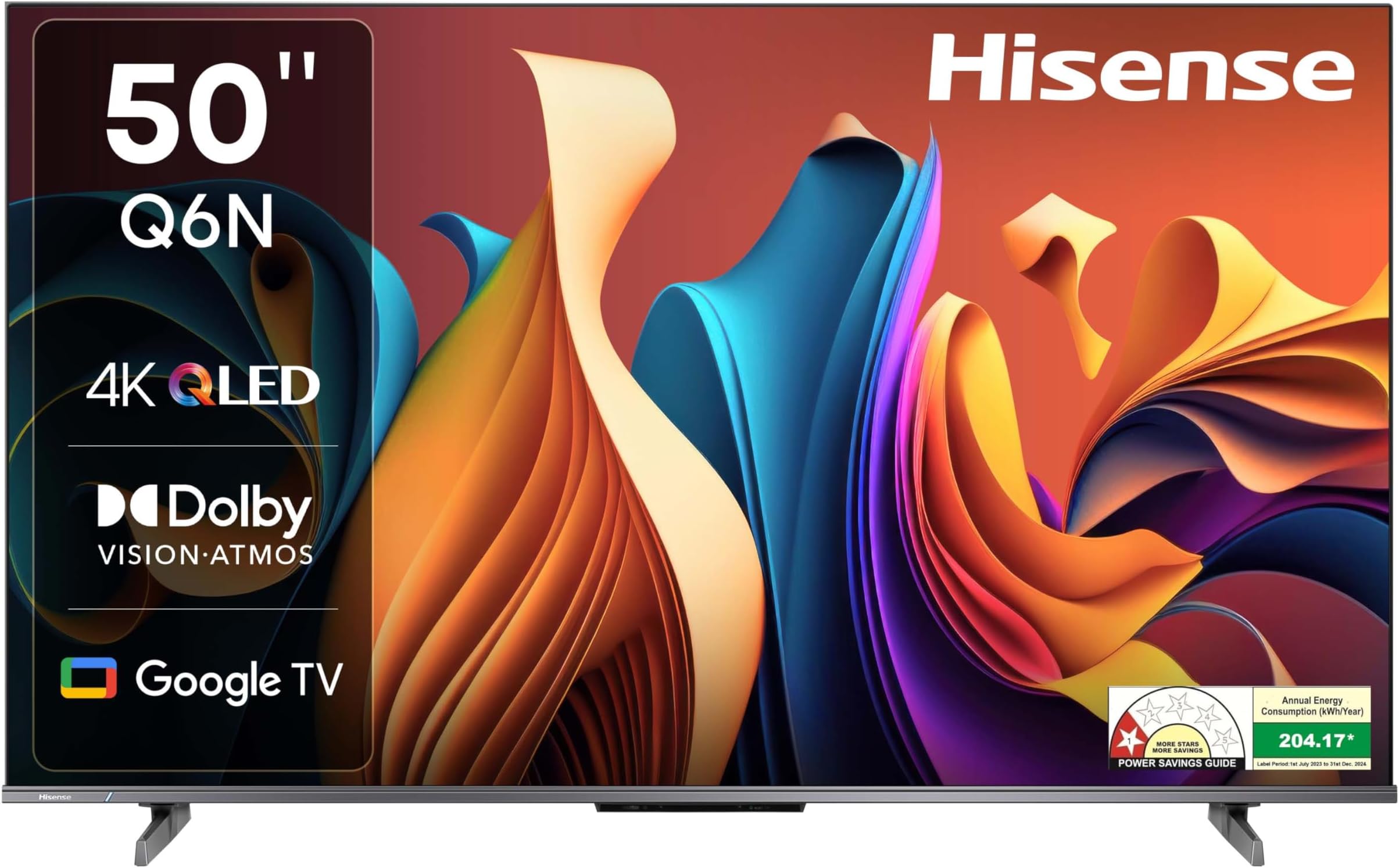Hisense 126 cm (50 inches) Q6N Series 4K Ultra HD Smart Google QLED TV (Grey)
