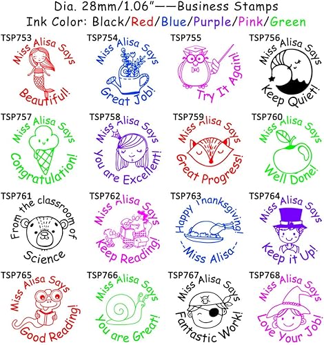 Miniatura 5 de Buen Trabajo - 4 sellos personalizados para profesores, con nombre, autoentintado para regalo para profesores, evaluación escolar