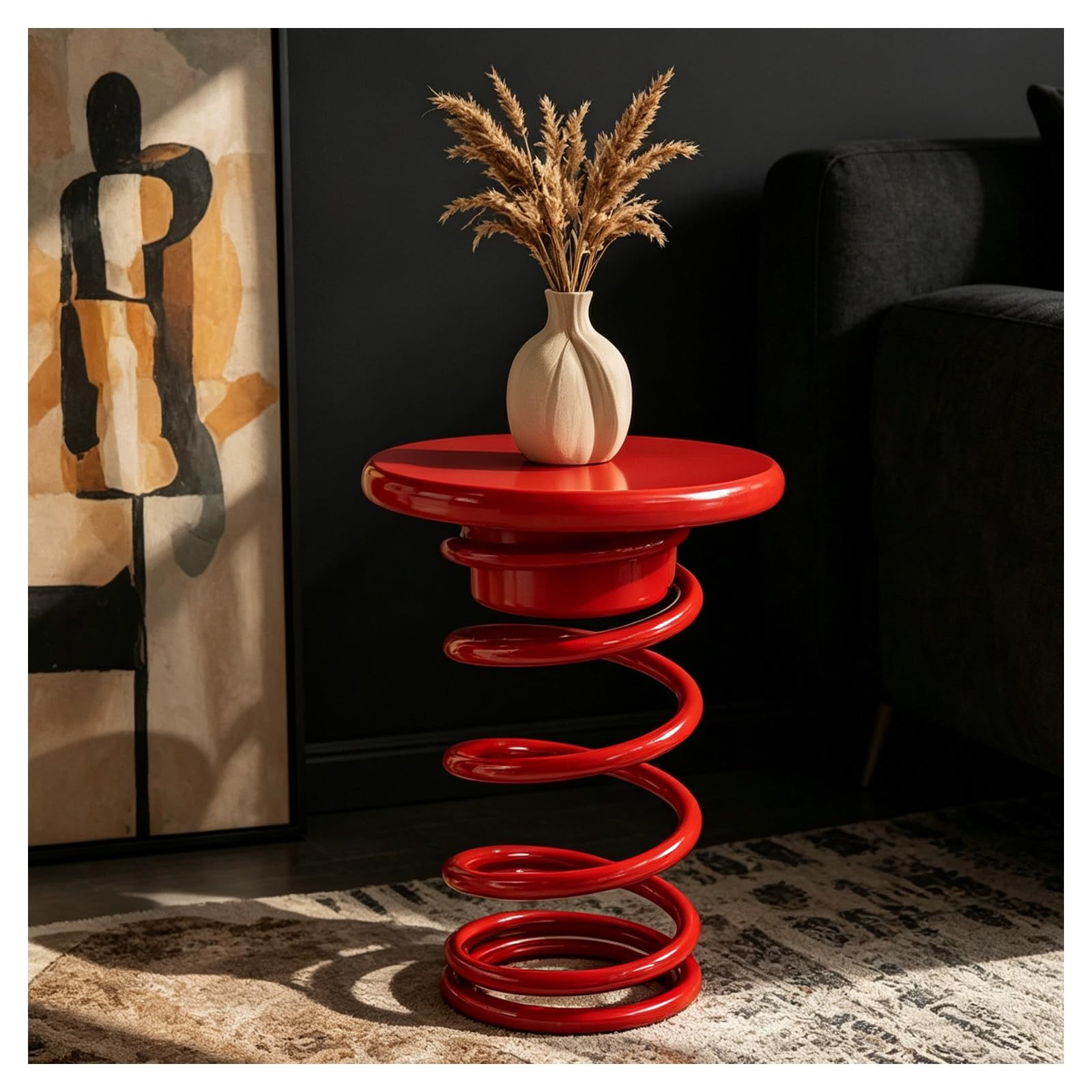 Tavolino Da Salotto Creativo A Spirale, Comodino Compatto red