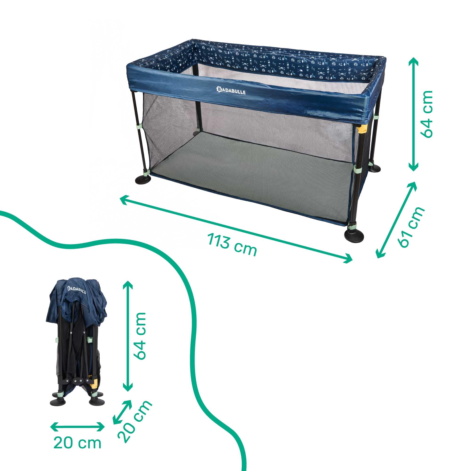 Badabulle Lettino pieghevole Easy Clip - Compatto - Montaggio e Ripiego Facile e Veloce - Dalla nascita fino a 3 anni - Materasso incluso - Densità 25kg/m3