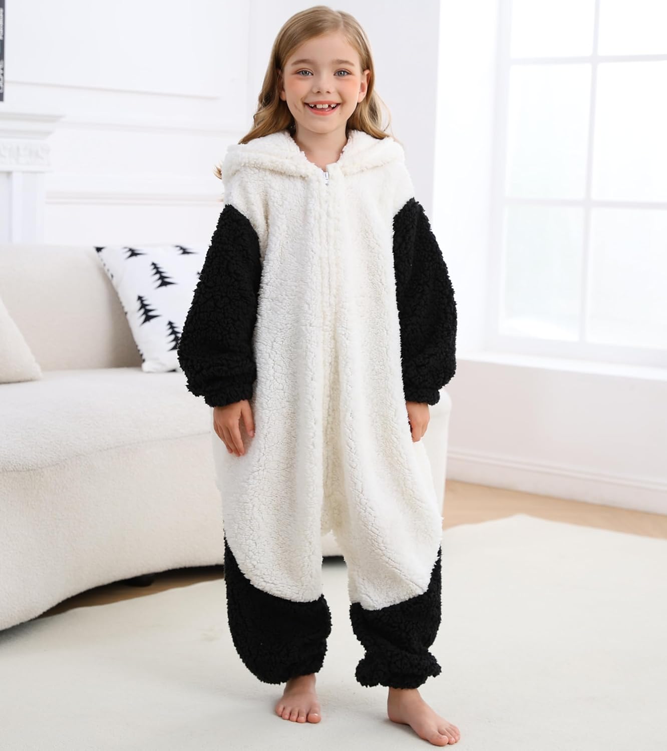 SimZoo Kids Animal Pajamas, Boy Girls Sheep Cosplay Costume Sleepwear, One-Piece Unisex Homewear 3-11Y - Image 4