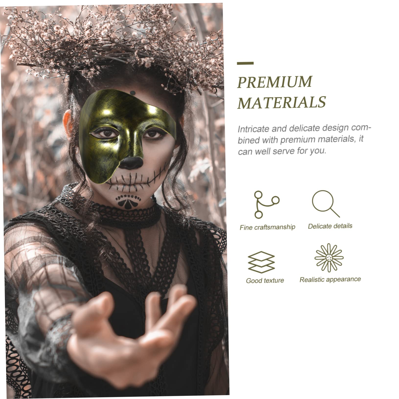 TOYANDONA máscara de media cara un ojo accesorio delicado máscaras de disfraces portátiles Festival de decoración máscara de fiesta multifunción máscara de la mascarada delicada AbS