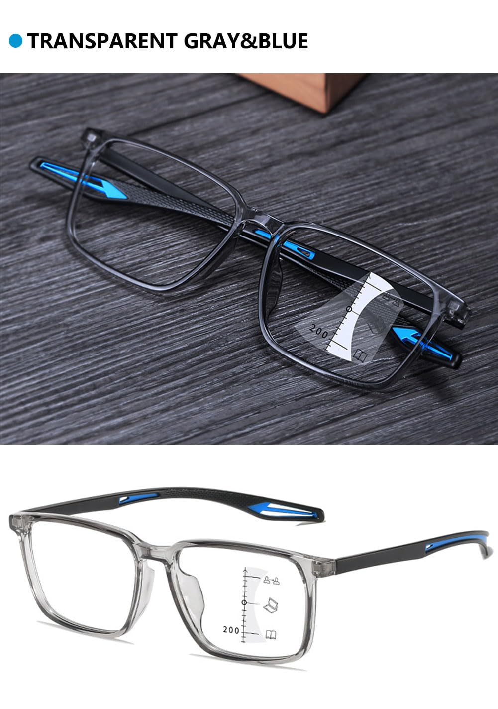 VEVESMUNDO Multifokale Lesebrille Gleitsichtbrille Sportliche TR90 Leicht Progressive Blaulichtfilter Gleitsichtlesebrille Lesehilfe Brille Herren Damen