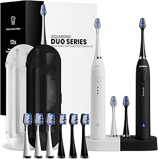 AquaSonic Duo Dual Handle Ultra Whitening 40,000 VPM Wireless Charging Electric ToothBrushes - 3 Modes with Smart Timers -...
