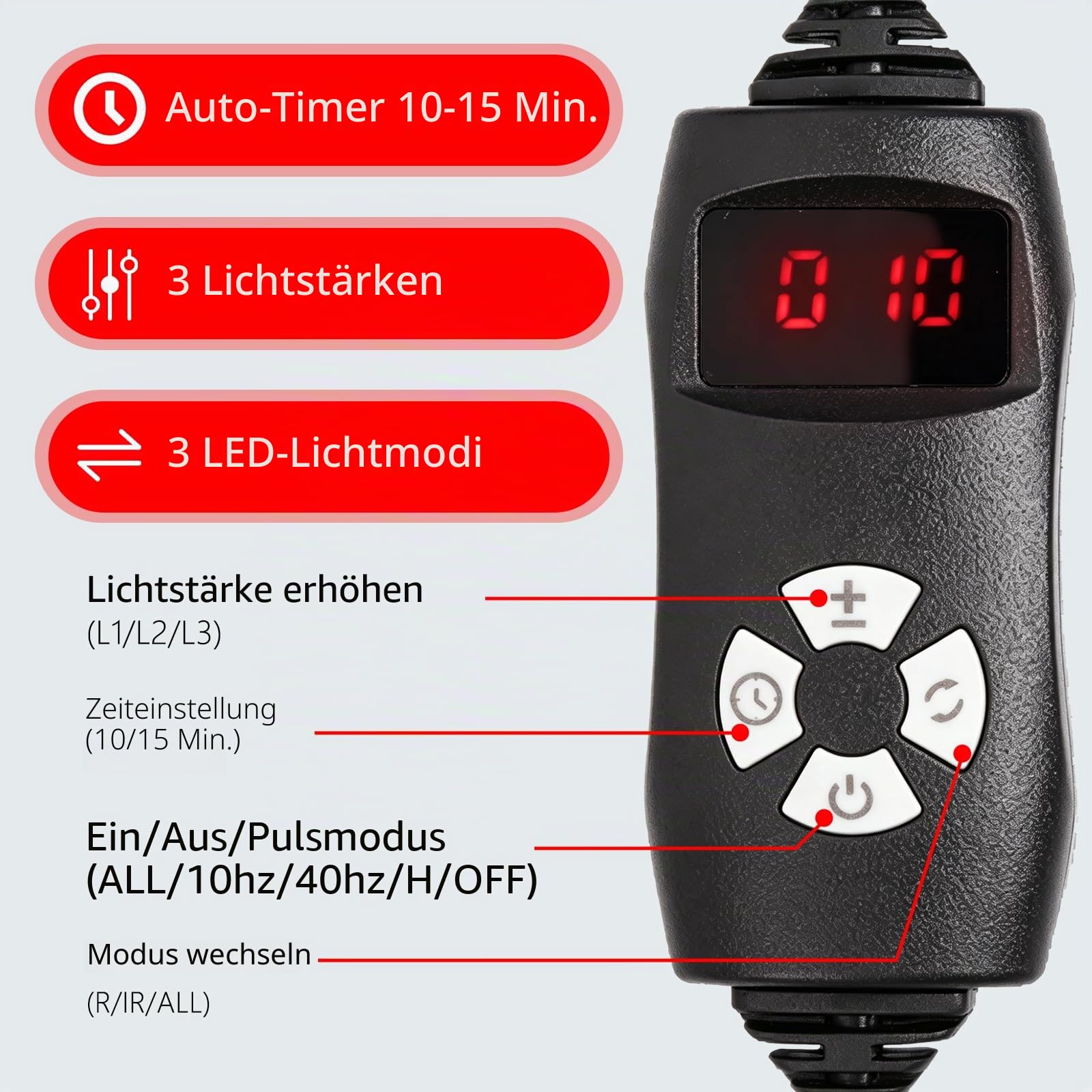 Megelin ContourLux Rotlicht-Gürtel mit 1,350 LEDs, Rotlichtgürtel mit Zeiteinstellungen, 6 Lichtmodi, Rotlichttherapie-Gürtel für Beine, Rücken, Taille, Schultern