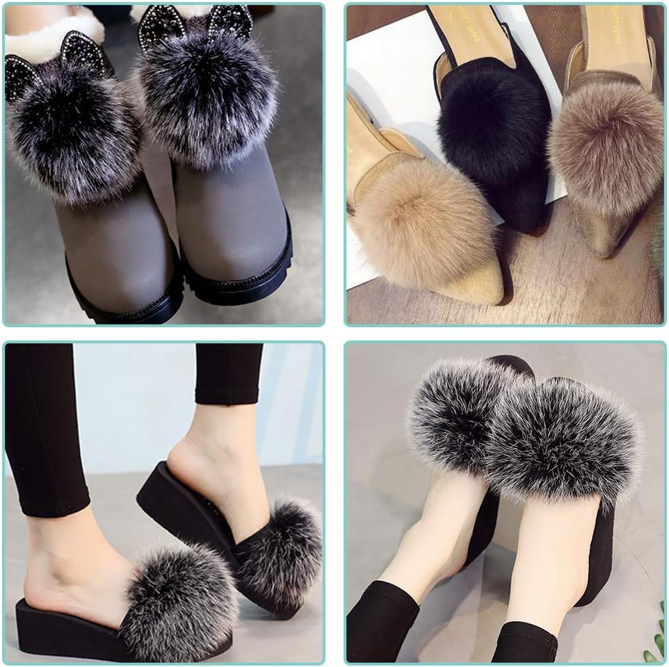 SIQUK 24 Pieces Faux Fur Pom Pom for Hats Fluffy Pom Pom with Elastic Loop DIY Faux Fox Fur Pom Pom for Knitting Hats Beanies Scarves Gloves Bags(12 Colors, 2 Pcs/ Color) - Image 7