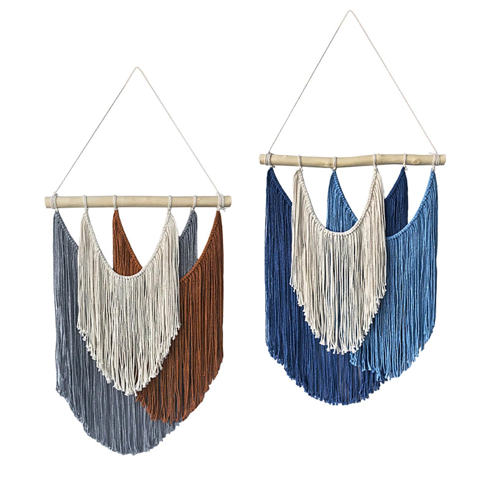 TaLcuS Handmade Woven Tapestry with Tassels – Macrame Wall Art, Boho Chic Home Decor for Bedroom, Living Room, Apartment, Dorm(1set)