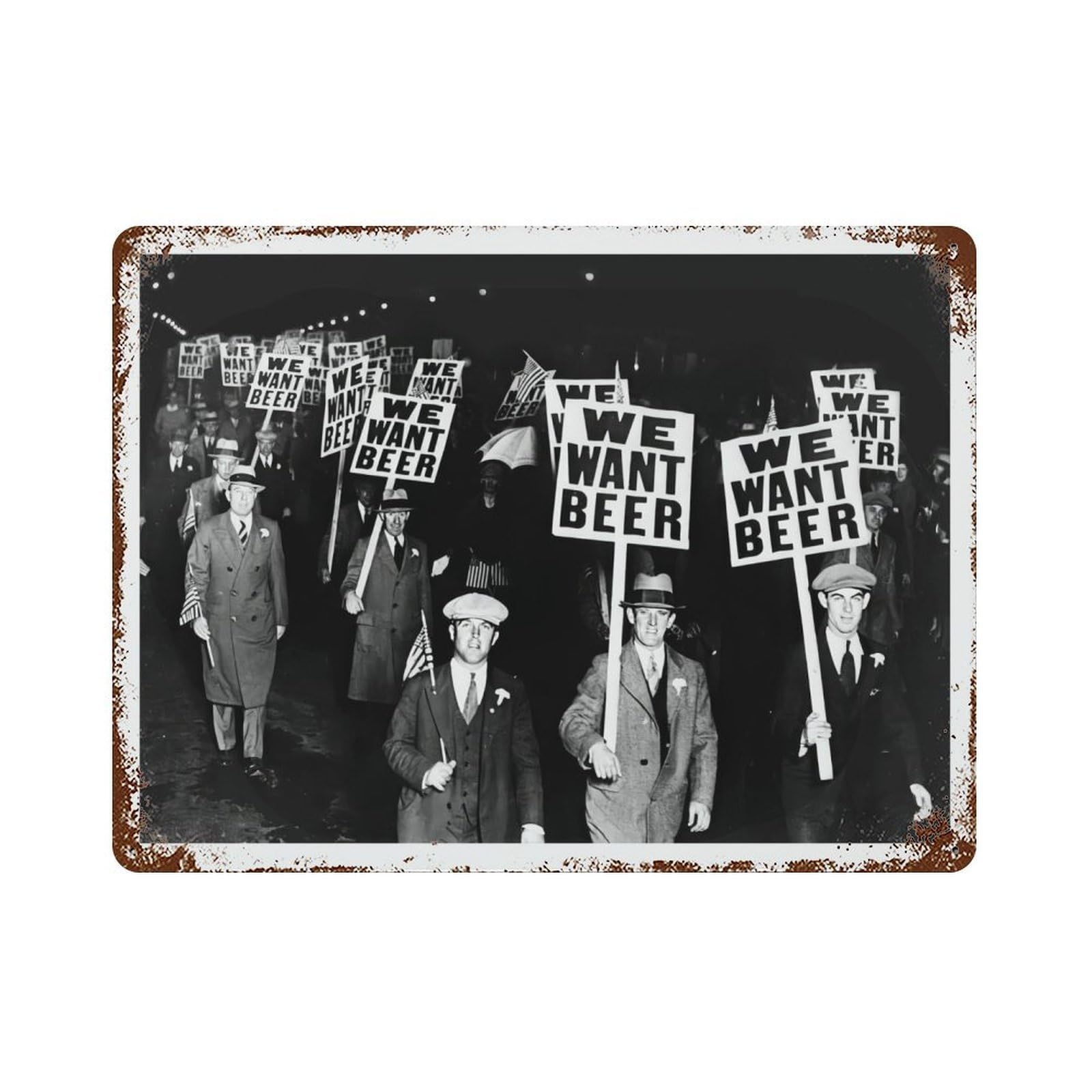 xiaoxiaoshen Prohibition Era Beer Funny 1920s Protest, We Want Wall Decor Art Metal Tin Poster Modern Home Decor Art Home Bar Shop Decorations Vintage Sign 30x40cm