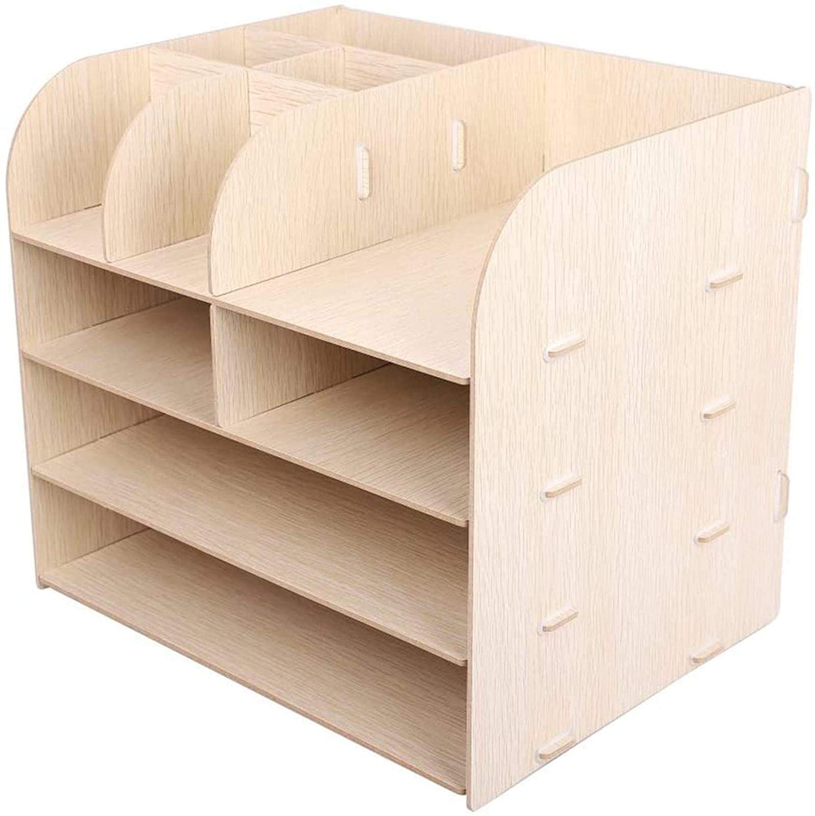 Boîte de rangement en bois bleu pour éliminer le désordre des papiers sur votre bureau